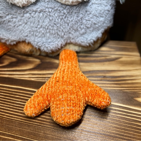 Mixed Media Sensory Textured Plush Owl 19” Corduroy Knit Tweed Pillow - Picture 12 of 13